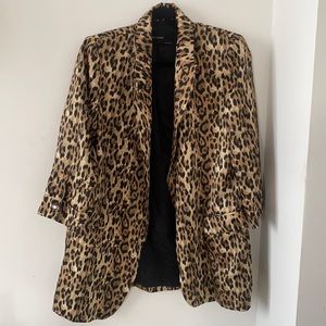 ZARA- Leopard Silky Oversized Cuffed Blazer